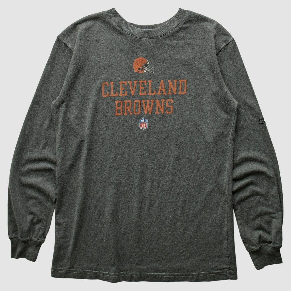 Cleveland Browns Reebok 2000s Long Sleeve T-shirt - Gray Vintage - Fanatics