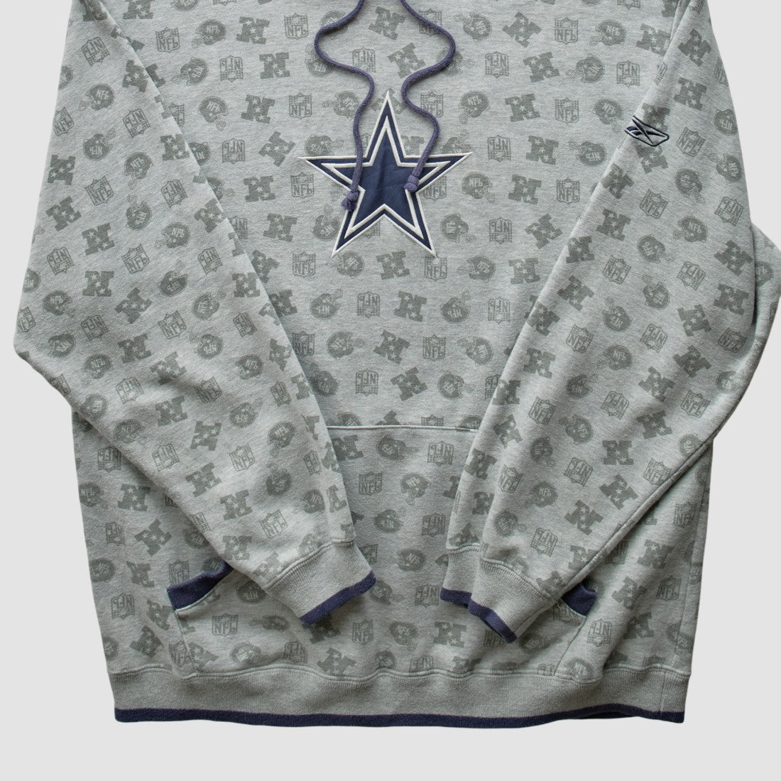 Denver Broncos Reebok 2010s Hooded Pullover Sweatshirt - Heather Gray Vintage - Fanatics