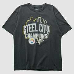 Pittsburgh Steelers Reebok 2009 T-shirt - Charcoal Vintage - Fanatics
