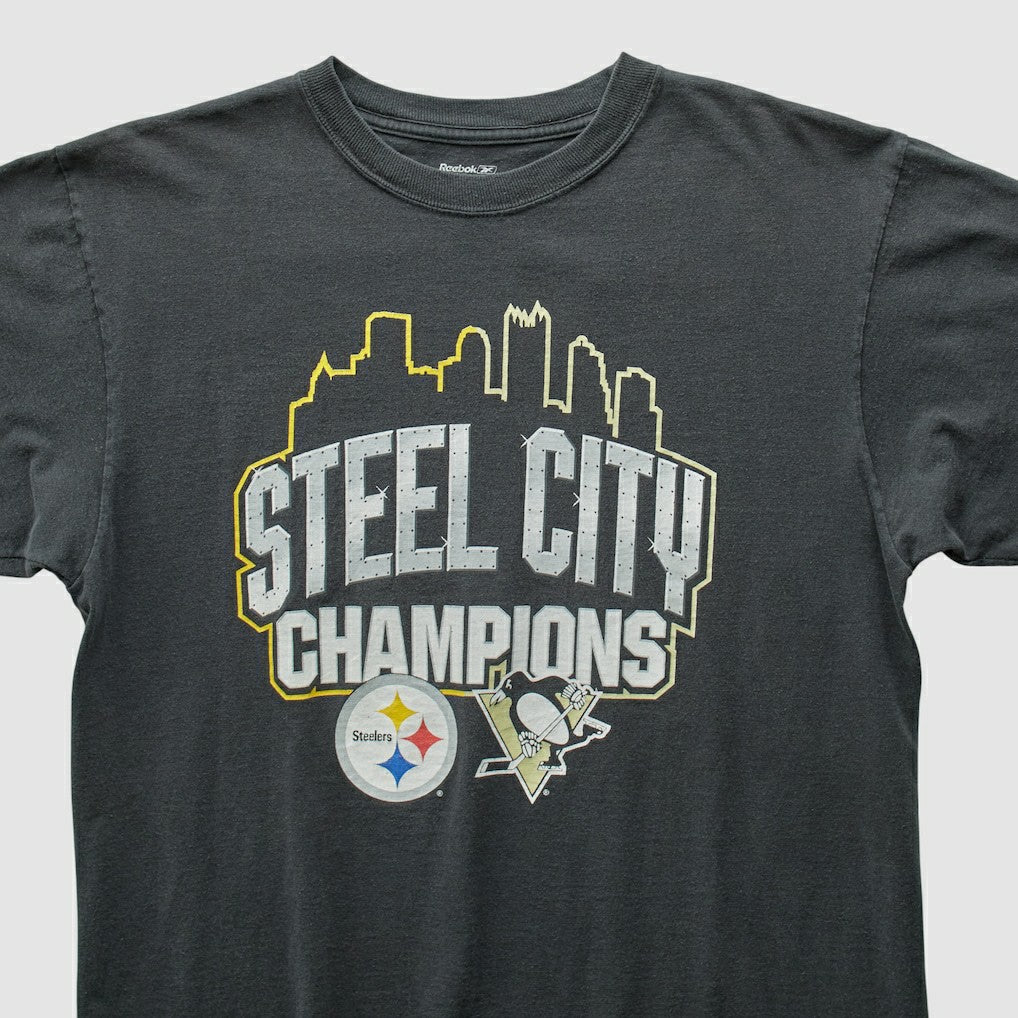 Pittsburgh Steelers Reebok 2009 T-shirt - Charcoal Vintage - Fanatics