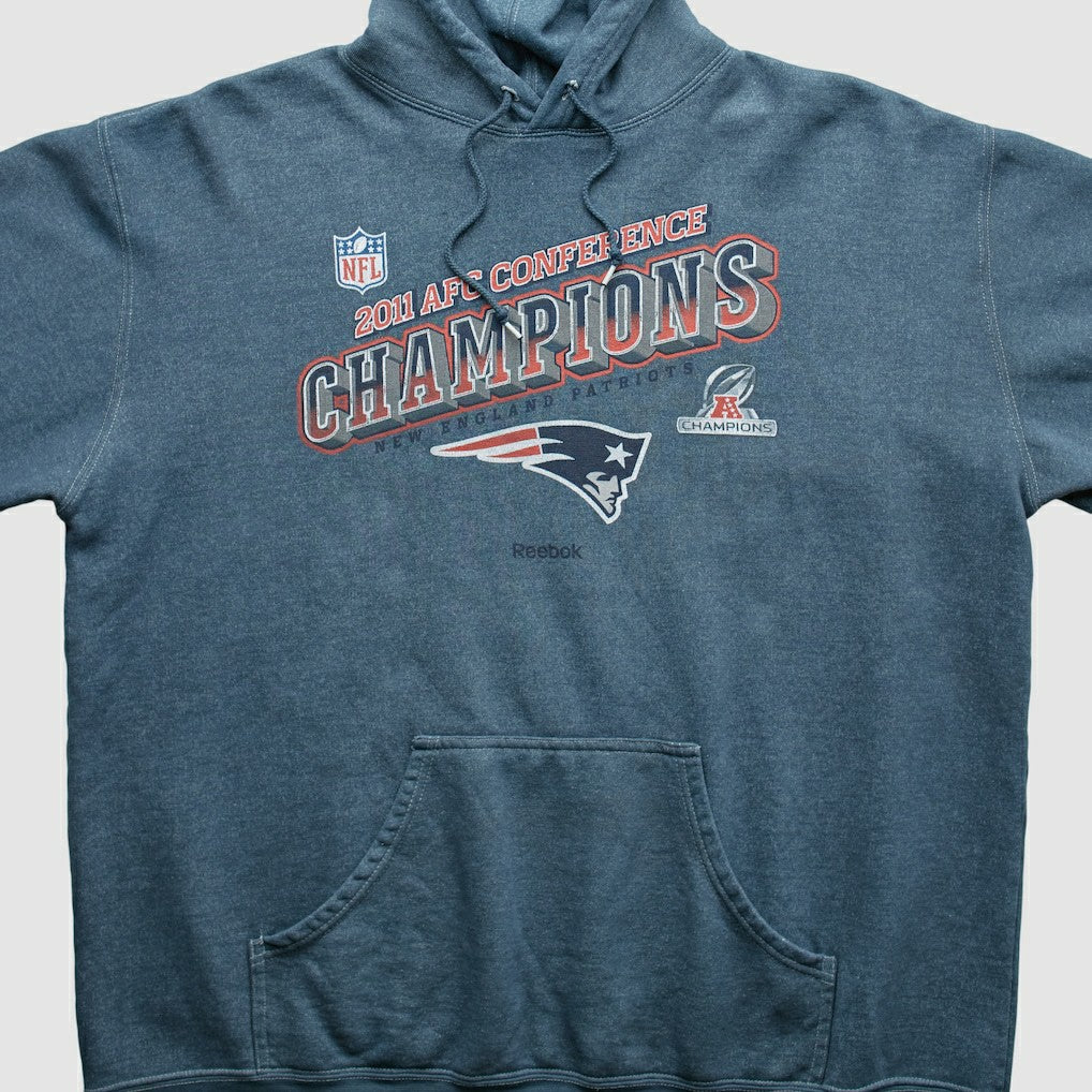 New England Patriots Reebok 2011 Hooded Pullover Sweatshirt - Blue Vintage - Fanatics