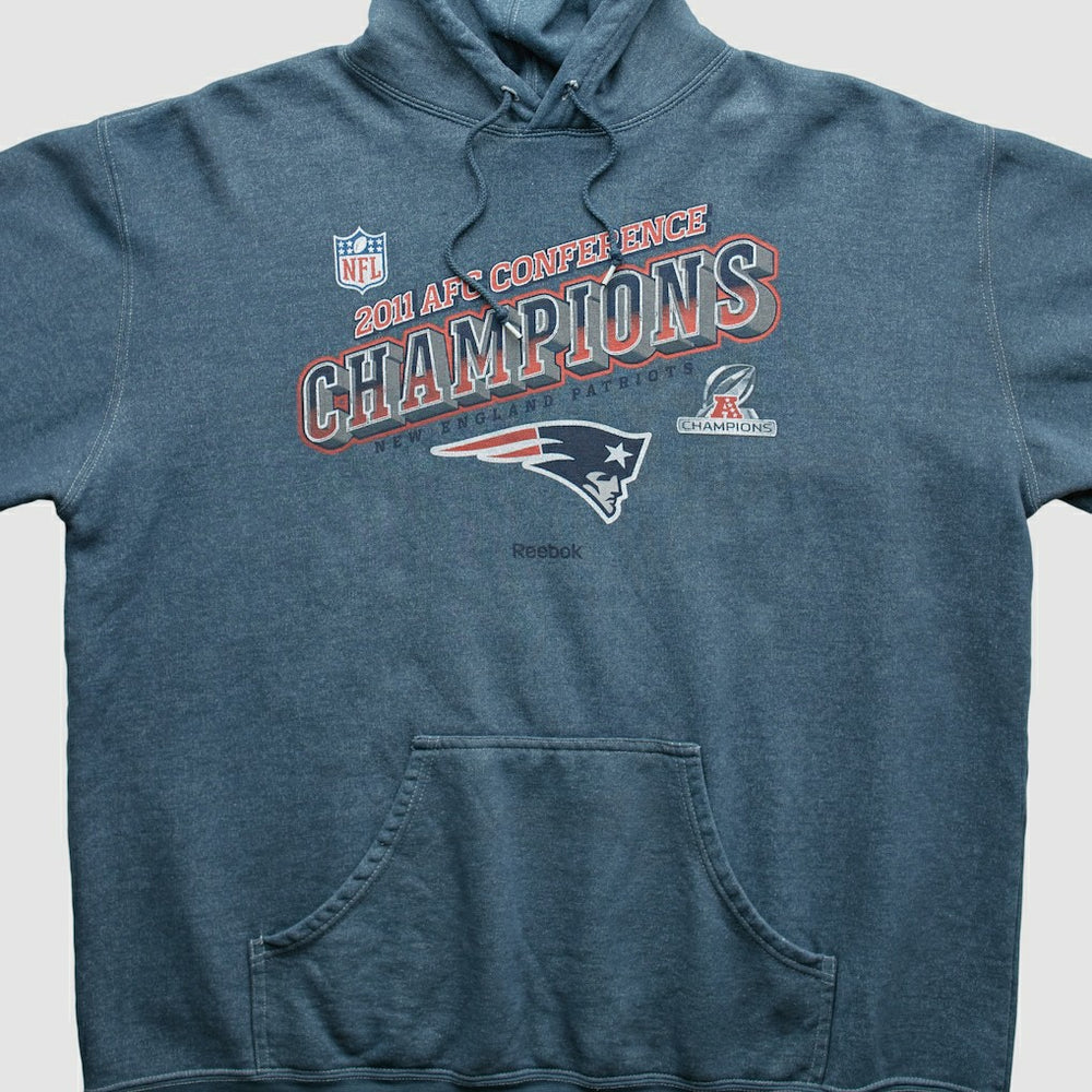 New England Patriots Reebok 2011 Hooded Pullover Sweatshirt - Blue Vintage - Fanatics