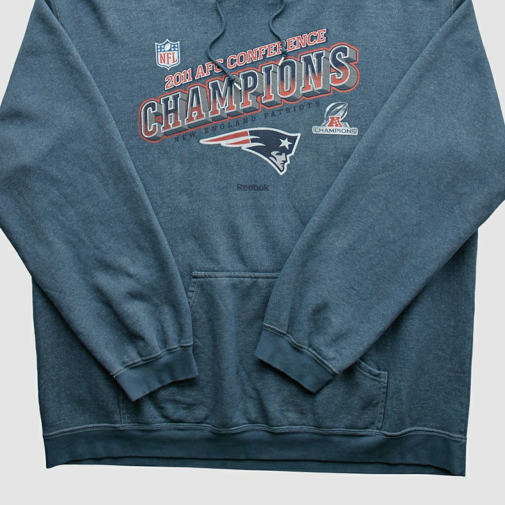 New England Patriots Reebok 2011 Hooded Pullover Sweatshirt - Blue Vintage - Fanatics