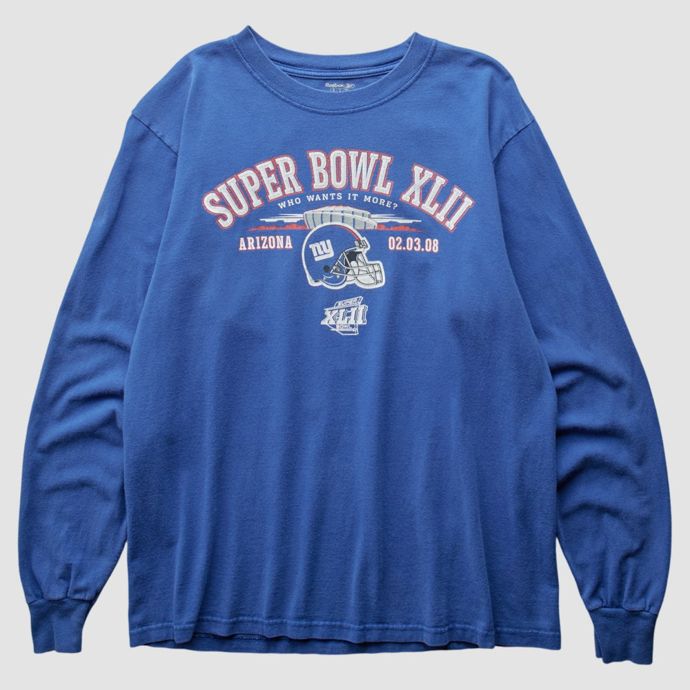 New York Giants Reebok 2008 Long Sleeve T-shirt - Blue Vintage - Fanatics