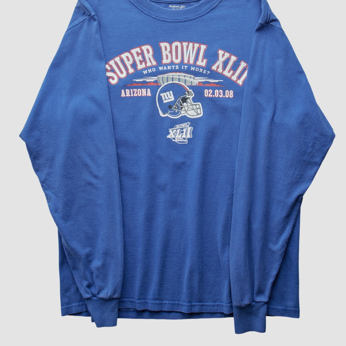 New York Giants Reebok 2008 Long Sleeve T-shirt - Blue Vintage - Fanatics