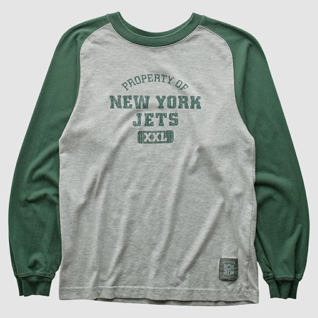 New York Jets Grid Iron 2000s Long Sleeve T-shirt - Gray Vintage - Fanatics