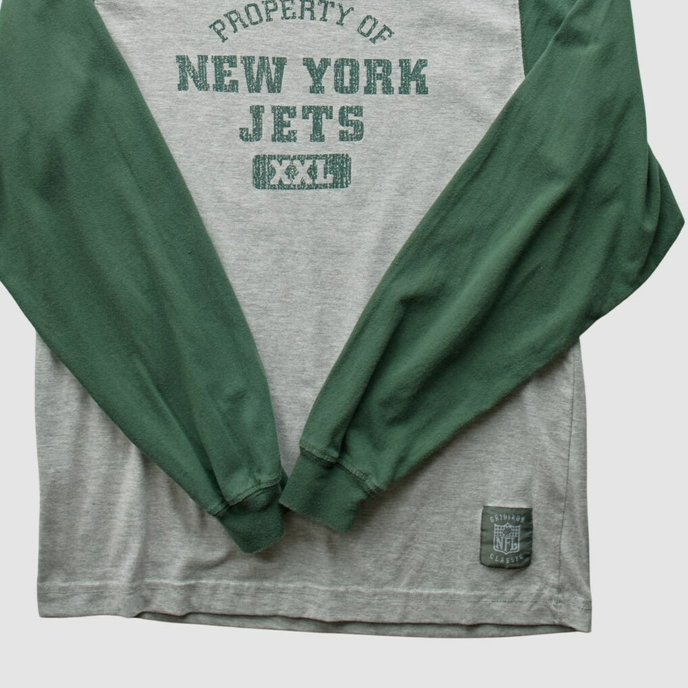 New York Jets Grid Iron 2000s Long Sleeve T-shirt - Gray Vintage - Fanatics