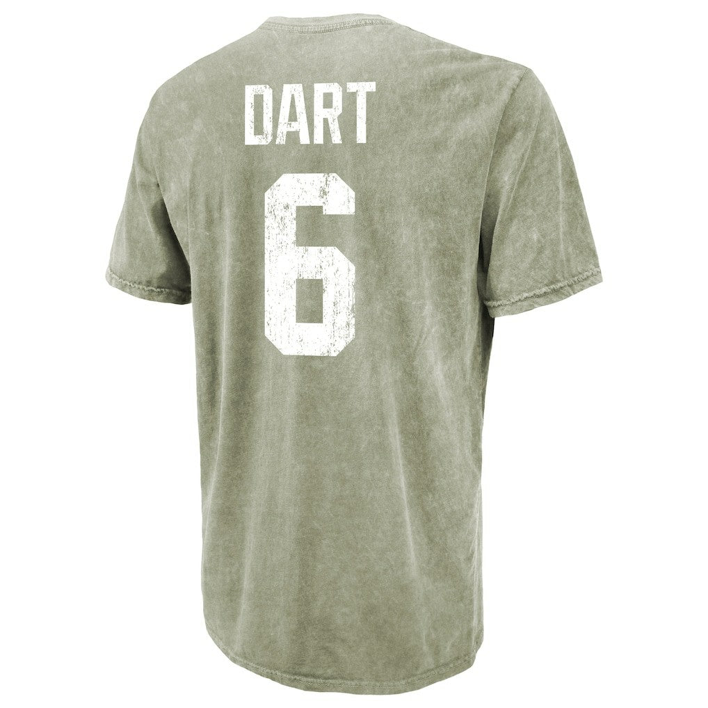Jaxson Dart New York Giants Majestic Threads Mineral Wash Name & Number T-Shirt - Moss Green - NFL