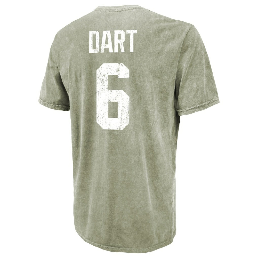 Jaxson Dart New York Giants Majestic Threads Mineral Wash Name & Number T-Shirt - Moss Green - NFL