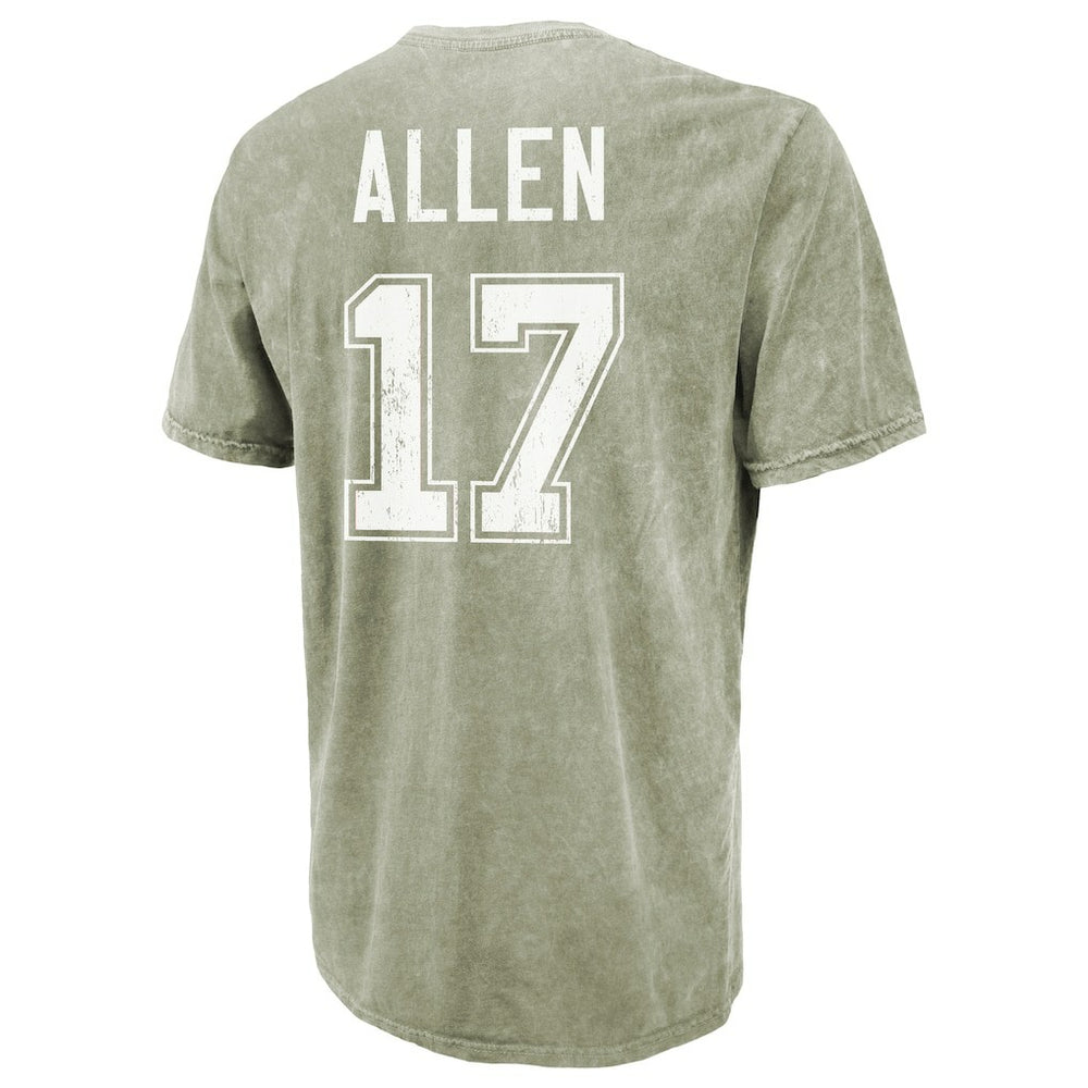Josh Allen Buffalo Bills Majestic Threads Mineral Wash Name & Number T-Shirt - Moss Green - NFL