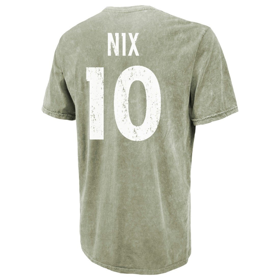 Bo Nix Denver Broncos Majestic Threads Mineral Wash Name & Number T-Shirt - Moss Green - NFL