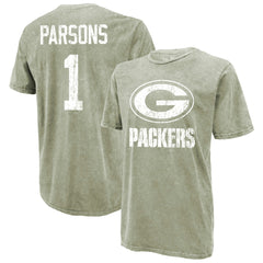 Micah Parsons Green Bay Packers Majestic Threads Mineral Wash Name & Number T-Shirt - Moss Green - NFL