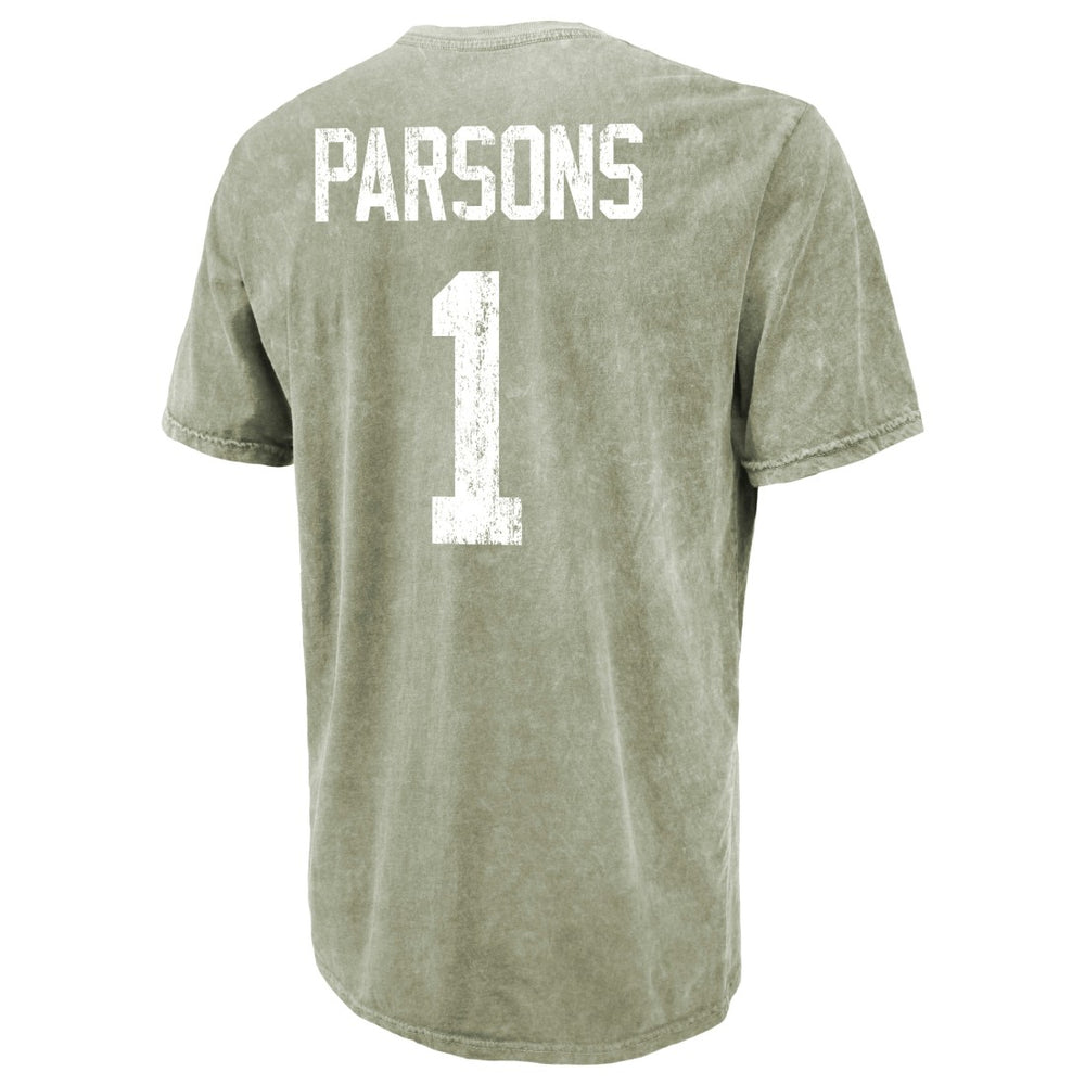 Micah Parsons Green Bay Packers Majestic Threads Mineral Wash Name & Number T-Shirt - Moss Green - NFL