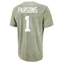 Micah Parsons Green Bay Packers Majestic Threads Mineral Wash Name & Number T-Shirt - Moss Green - NFL