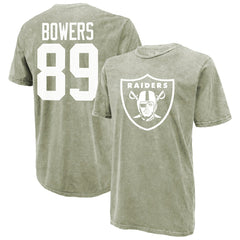 Brock Bowers Las Vegas Raiders Majestic Threads Mineral Wash Name & Number T-Shirt - Moss Green - NFL