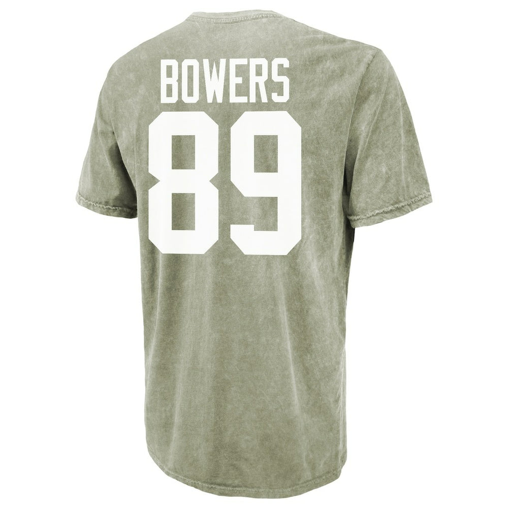 Brock Bowers Las Vegas Raiders Majestic Threads Mineral Wash Name & Number T-Shirt - Moss Green - NFL