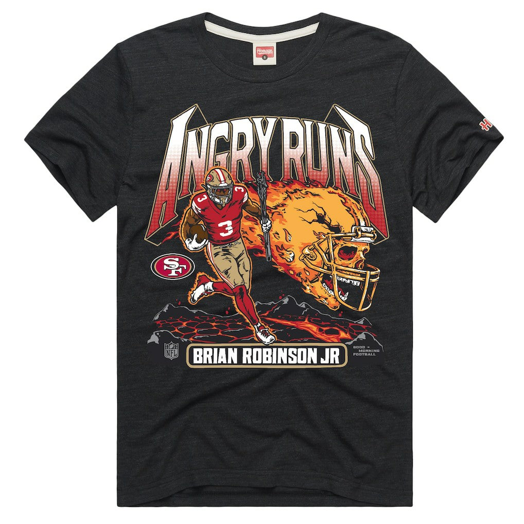 Brian Robinson Jr. San Francisco 49ers Homage Unisex Angry Runs Player Graphic Tri-Blend T-Shirt - Charcoal - NFL