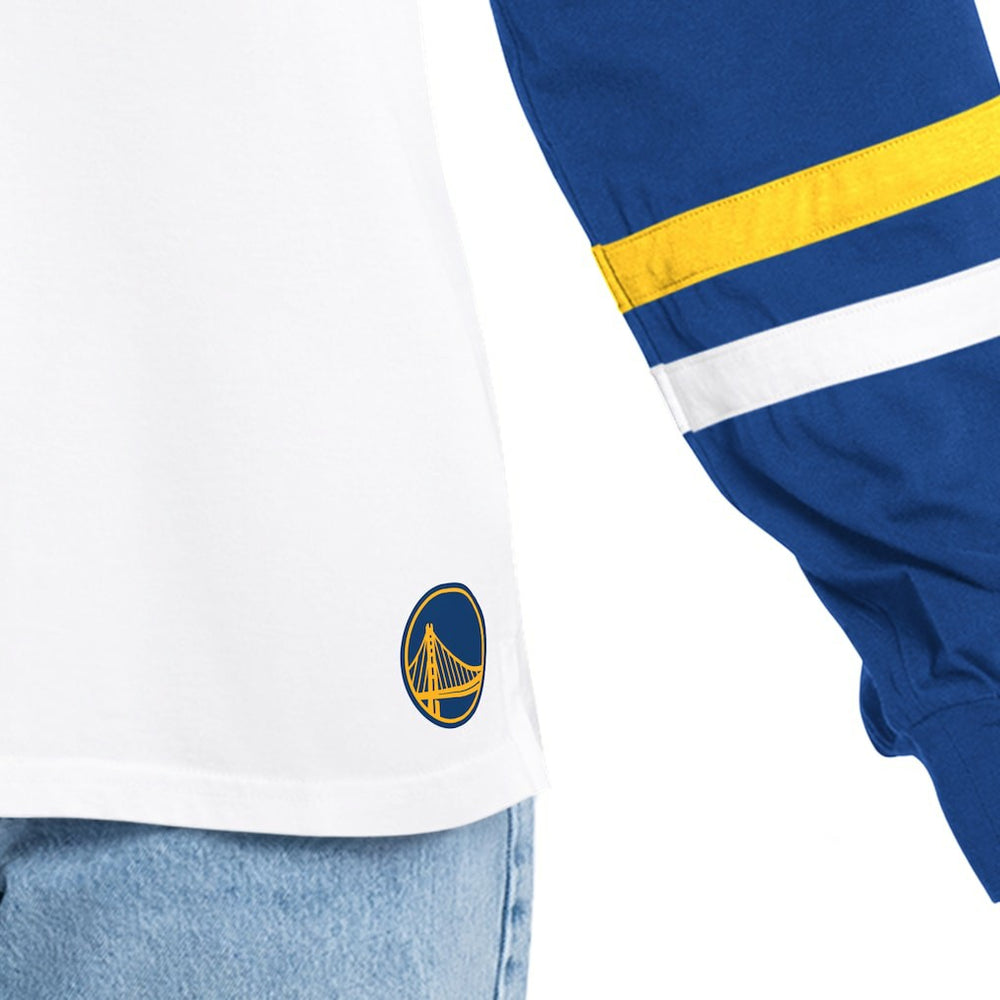 Golden State Warriors G-III 4Her by Carl Banks Women's Key Player Oversized Hooded Long Sleeve T-Shirt White/Royal