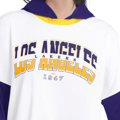 Los Angeles Lakers G-III 4Her by Carl Banks Women's Key Player Oversized Hooded Long Sleeve T-Shirt White/Purple