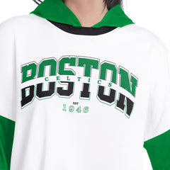 Boston Celtics G-III 4Her by Carl Banks Women's Key Player Oversized Hooded Long Sleeve T-Shirt White/Green