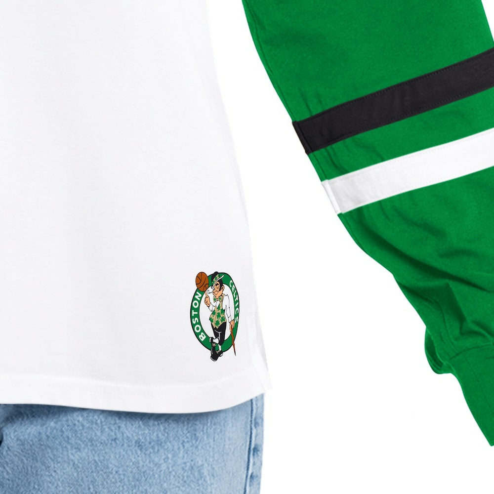 Boston Celtics G-III 4Her by Carl Banks Women's Key Player Oversized Hooded Long Sleeve T-Shirt White/Green