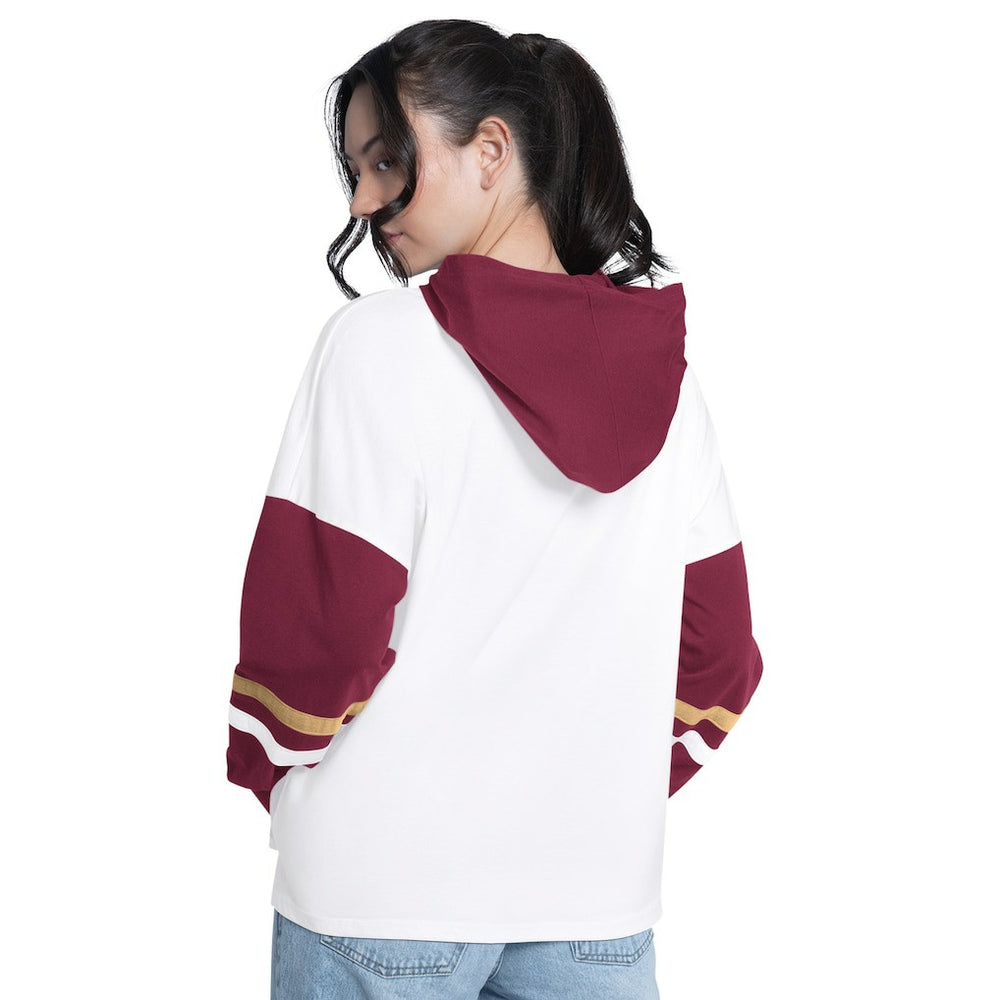 Cleveland Cavaliers G-III 4Her by Carl Banks Women's Key Player Oversized Hooded Long Sleeve T-Shirt White/Wine