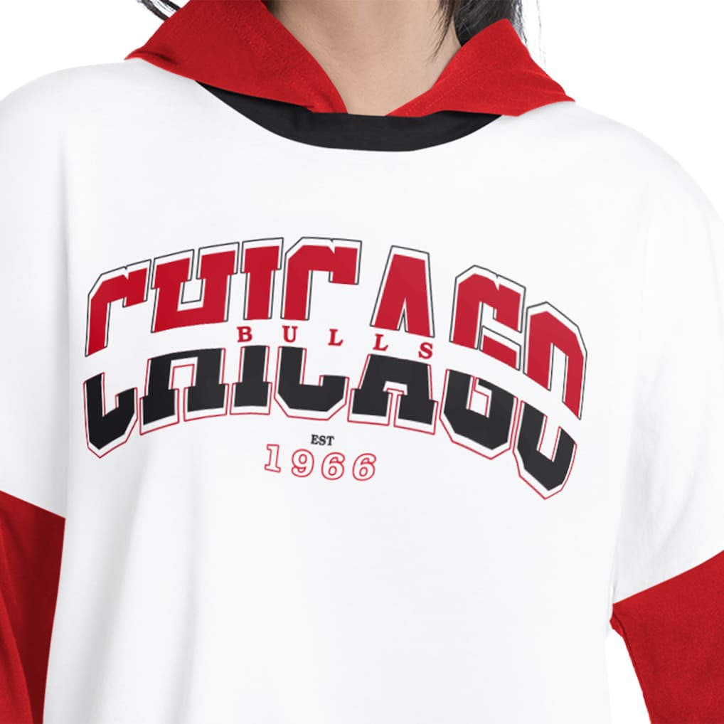 Chicago Bulls G-III 4Her by Carl Banks Women's Key Player Oversized Hooded Long Sleeve T-Shirt White/Red