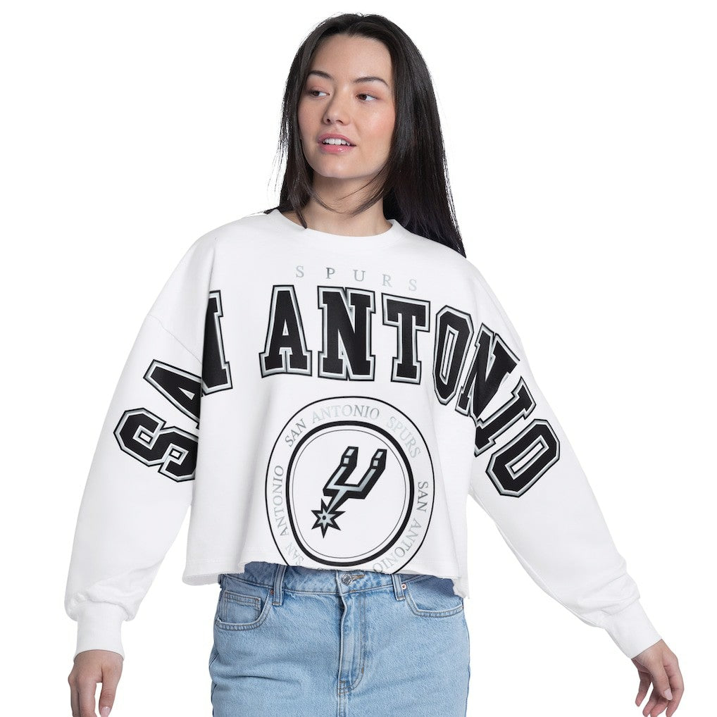 San Antonio Spurs G-III 4Her by Carl Banks Women's Bleachers Cropped French Terry Sweatshirt White