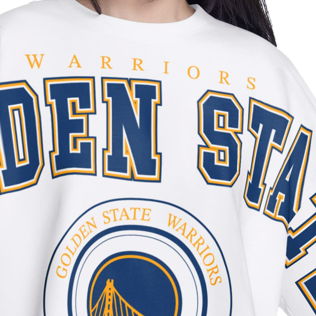 Golden State Warriors G-III 4Her by Carl Banks Women's Bleachers Cropped French Terry Sweatshirt White