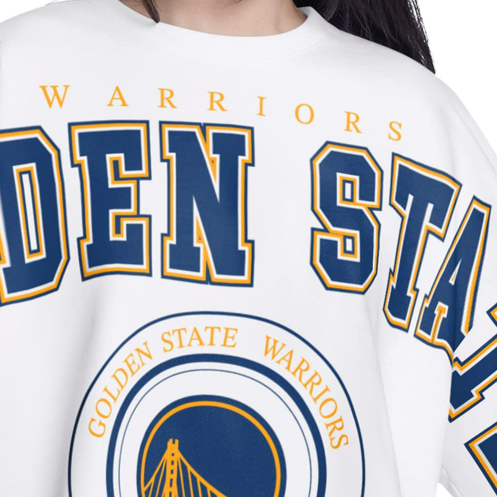 Golden State Warriors G-III 4Her by Carl Banks Women's Bleachers Cropped French Terry Sweatshirt White