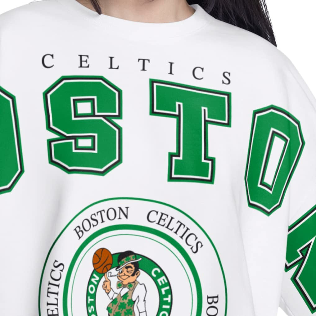 Boston Celtics G-III 4Her by Carl Banks Women's Bleachers Cropped French Terry Sweatshirt White