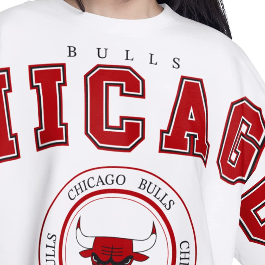 Chicago Bulls G-III 4Her by Carl Banks Women's Bleachers Cropped French Terry Sweatshirt White