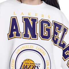 Los Angeles Lakers G-III 4Her by Carl Banks Women's Bleachers Cropped French Terry Sweatshirt White