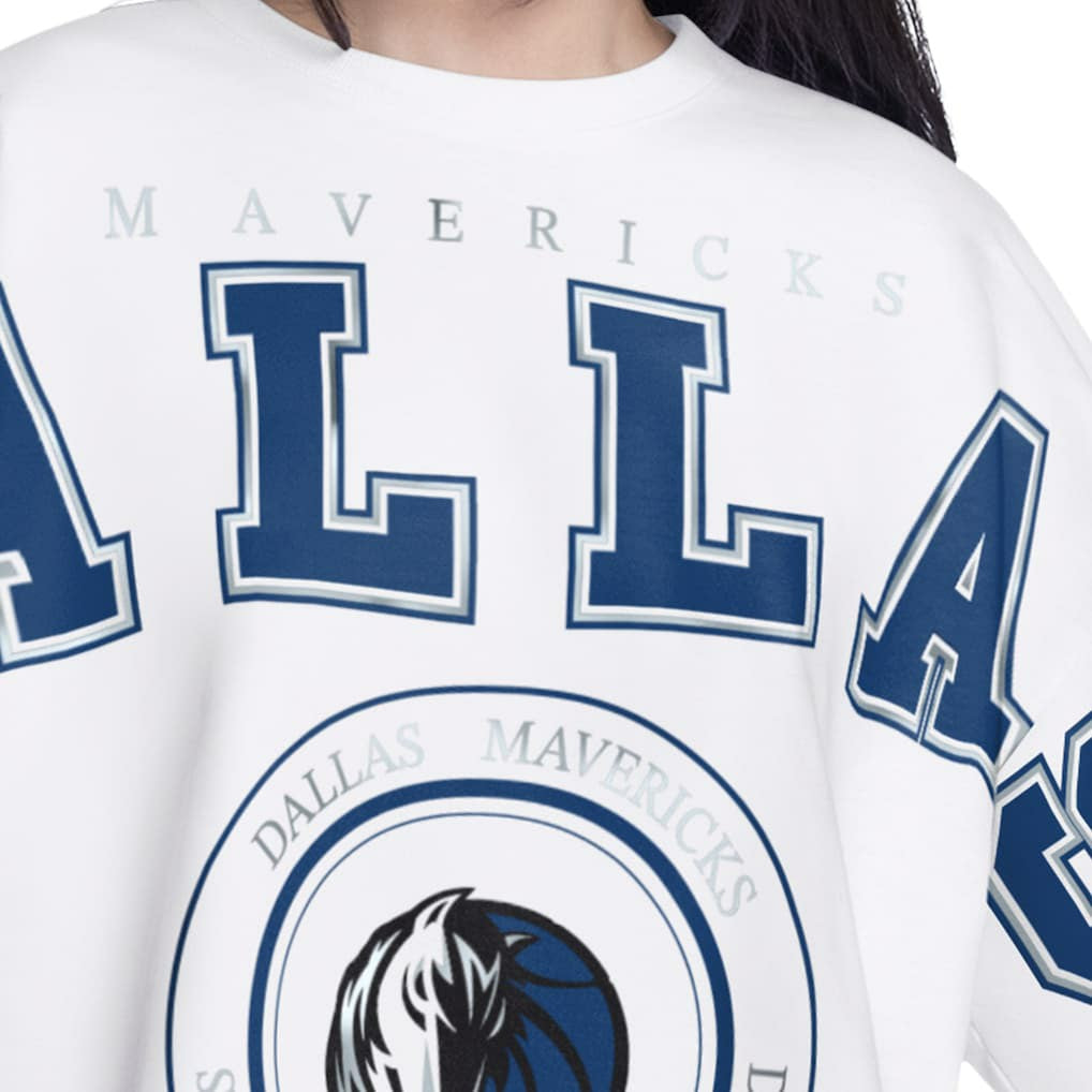 Dallas Mavericks G-III 4Her by Carl Banks Women's Bleachers Cropped French Terry Sweatshirt White