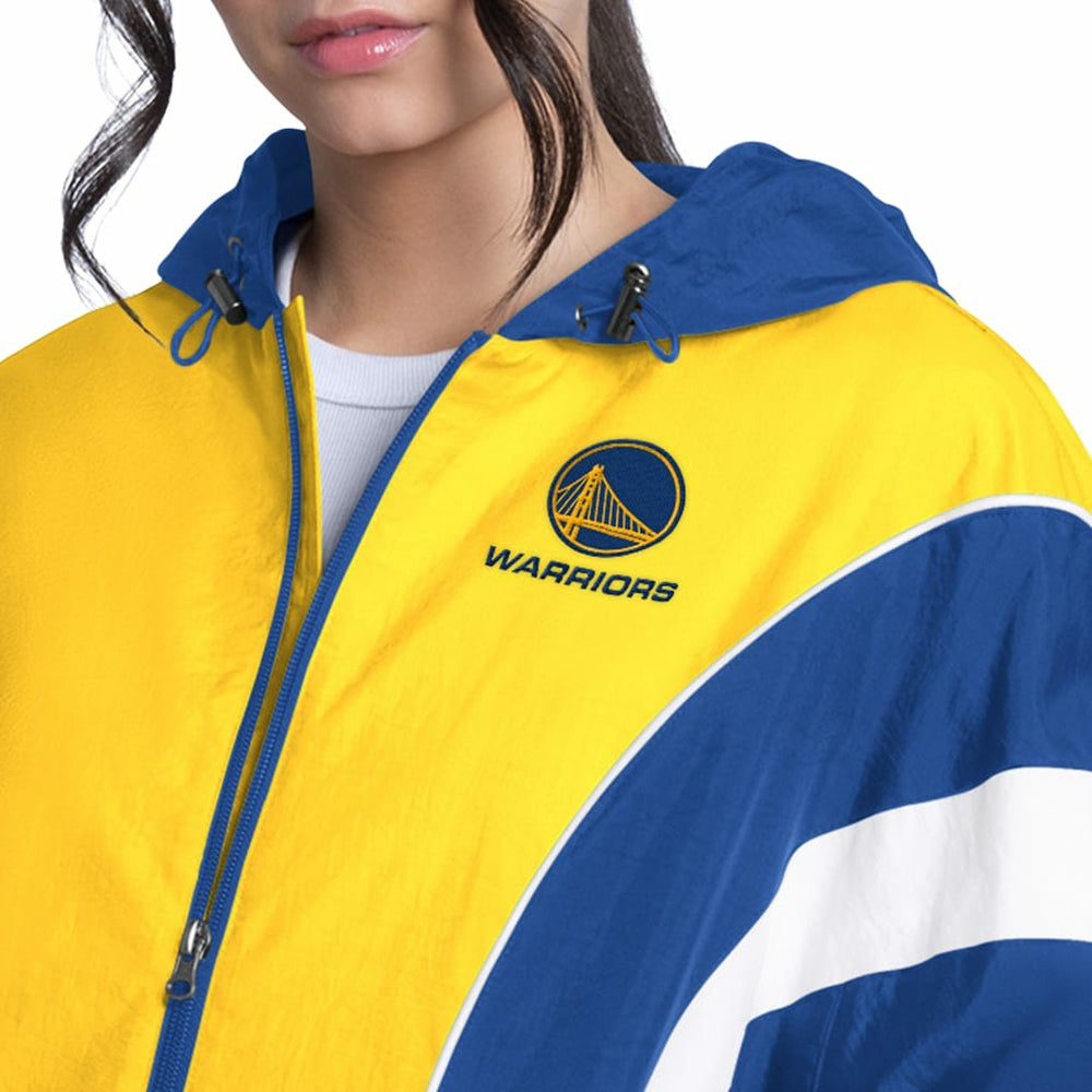 Golden State Warriors G-III 4Her by Carl Banks Women's Quarterback Lightweight Oversized Full-Zip Jacket Royal/Gold