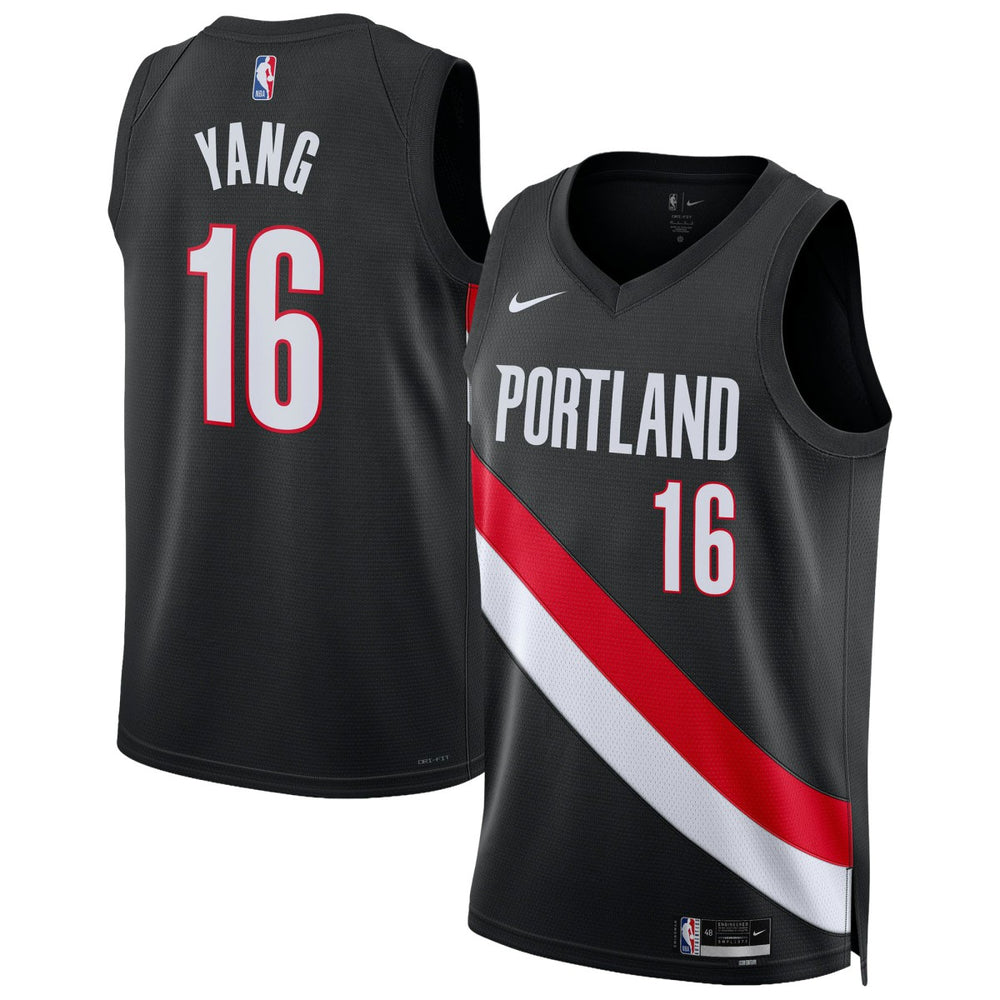 Nike Yang Hansen Portland Trail Blazers Unisex Swingman Jersey Icon Edition Black