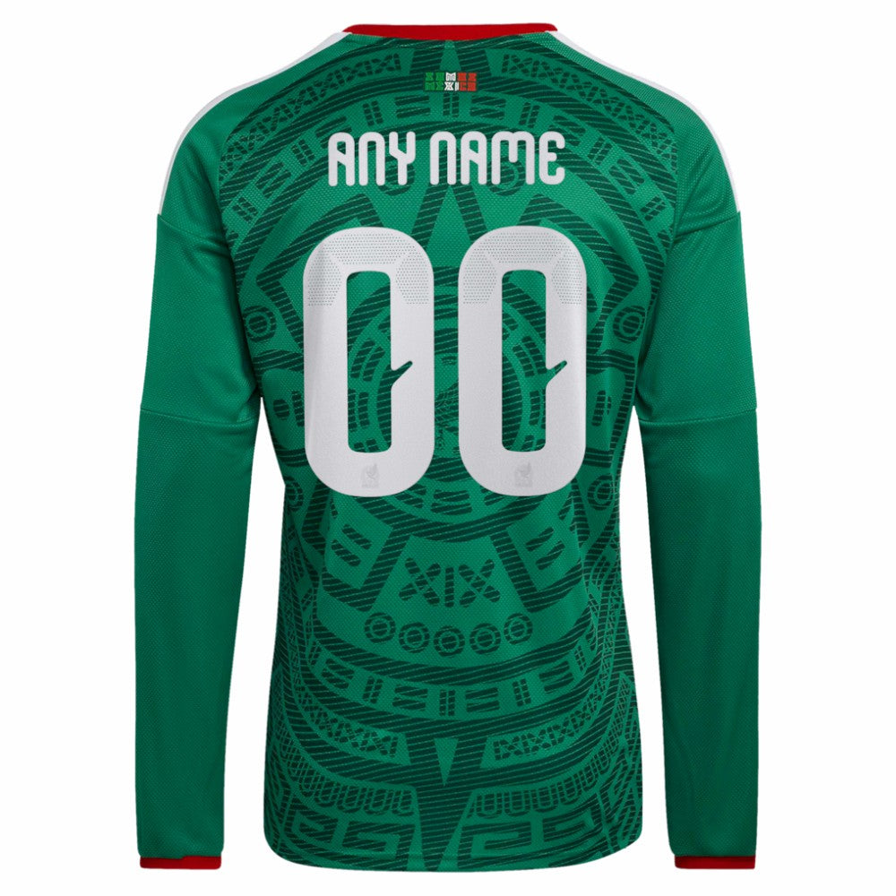 Adidas - Mexico National Team 2026 Home Replica Long Sleeve Custom Jersey - Green