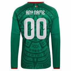Adidas - Mexico National Team 2026 Home Replica Long Sleeve Custom Jersey - Green