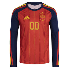 Adidas - Spain National Team FIFA x World Cup 2026 Home Replica Long Sleeve Custom Jersey - Red