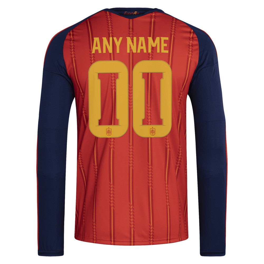 Adidas - Spain National Team FIFA x World Cup 2026 Home Replica Long Sleeve Custom Jersey - Red