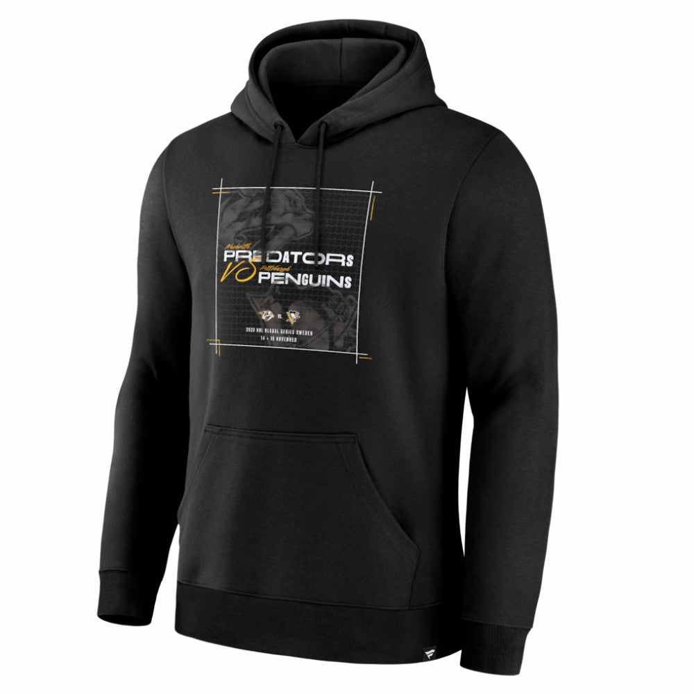 Nashville Predators vs. Pittsburgh Penguins 2025 NHL Global Series Matchup Legacy Hoodie - Black | NHL Clearance