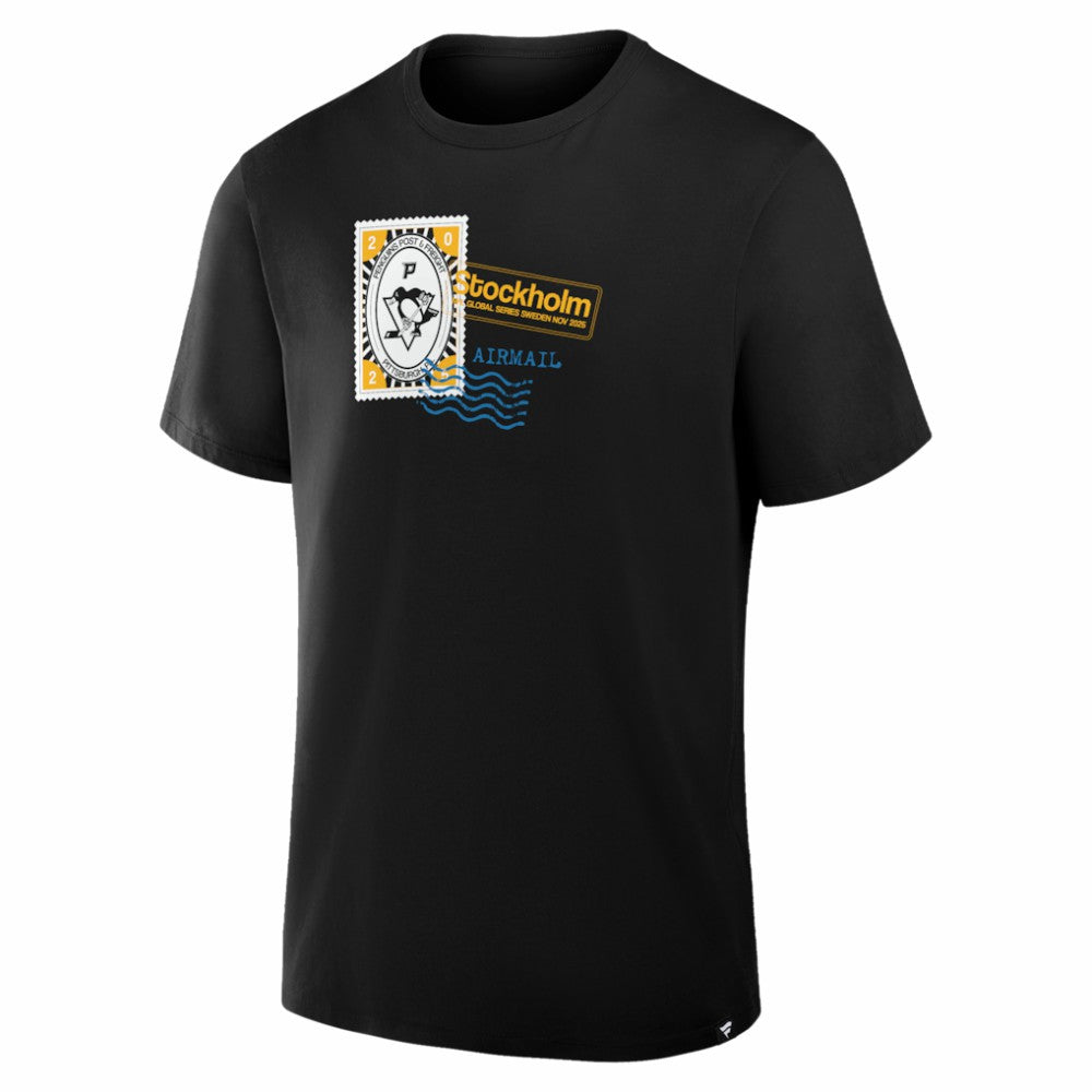 Pittsburgh Penguins 2025 NHL Global Series Hometown To Stockholm Legacy T-Shirt - Black | NHL Lifestyle
