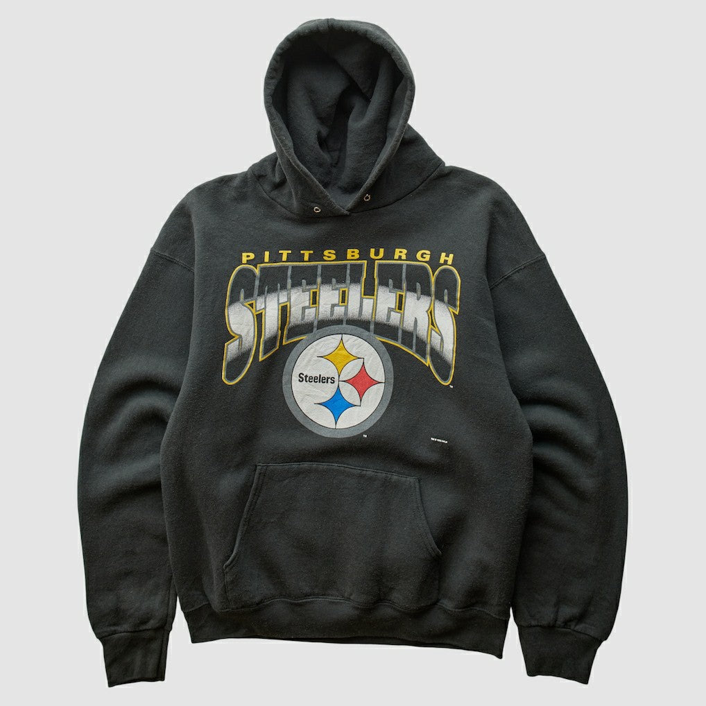 Pittsburgh Steelers 90s Hooded Pullover Sweatshirt - Black Vintage - Fanatics