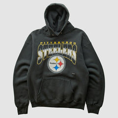 Pittsburgh Steelers 90s Hooded Pullover Sweatshirt - Black Vintage - Fanatics