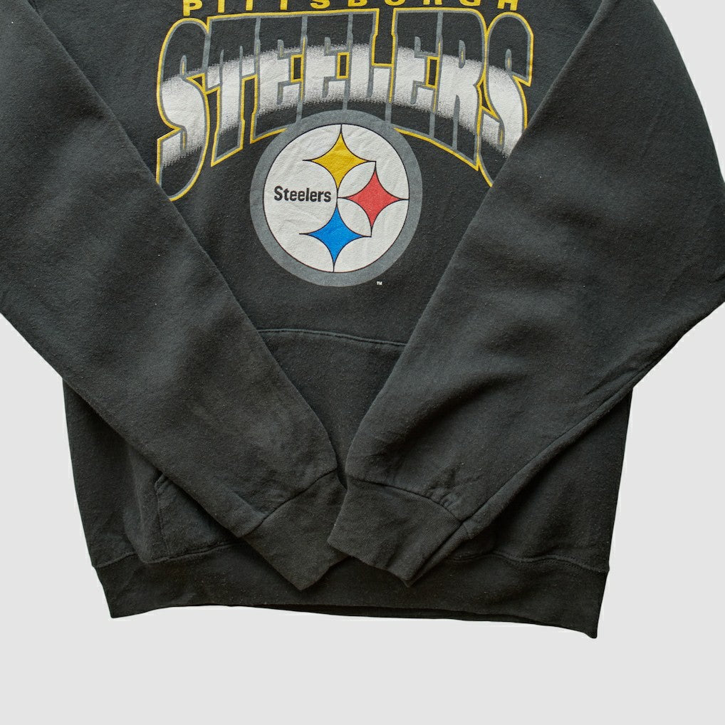 Pittsburgh Steelers 90s Hooded Pullover Sweatshirt - Black Vintage - Fanatics