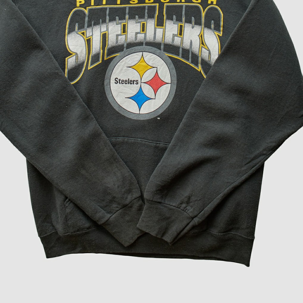 Pittsburgh Steelers 90s Hooded Pullover Sweatshirt - Black Vintage - Fanatics