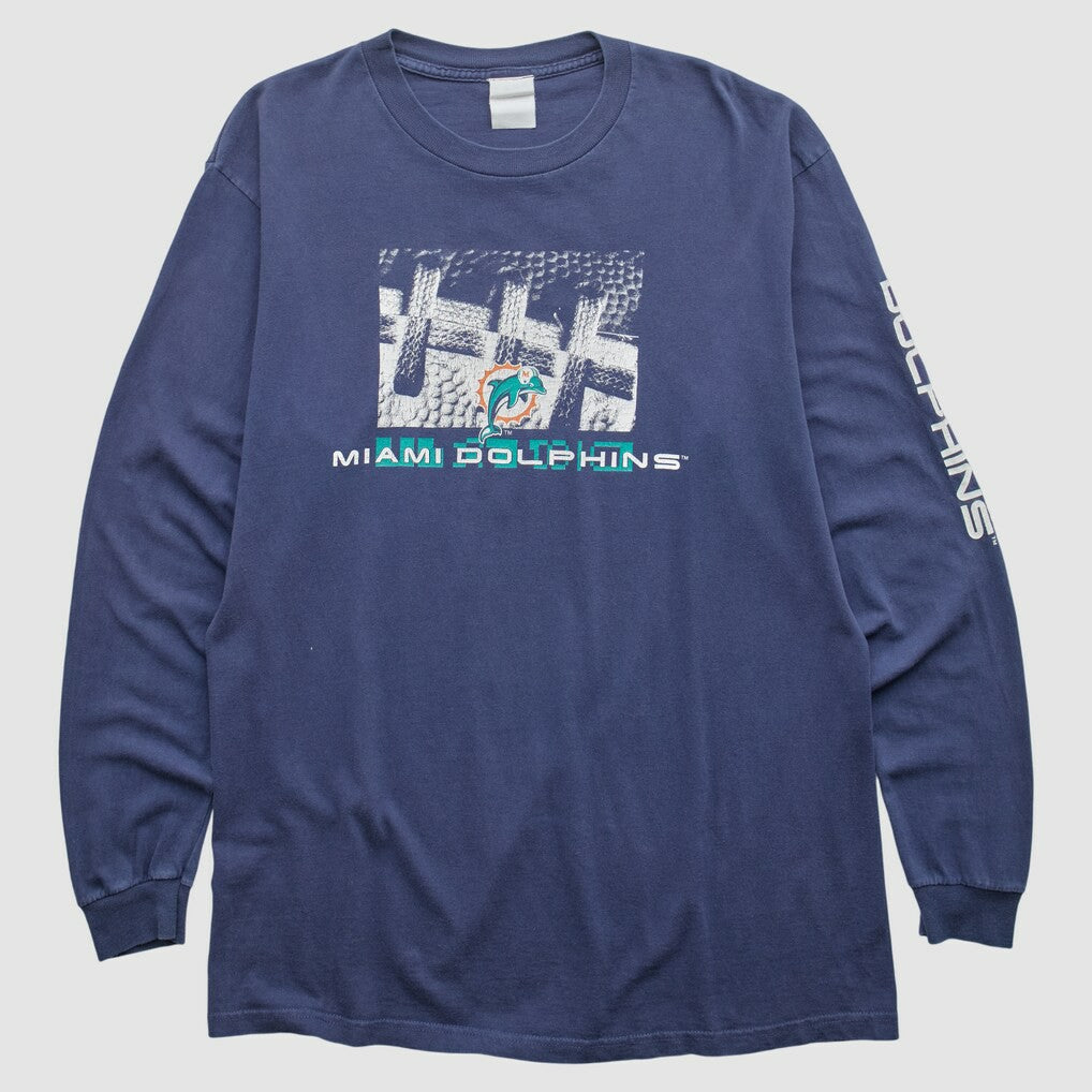 Miami Dolphins 2000s Long Sleeve T-shirt - Navy Vintage - Fanatics