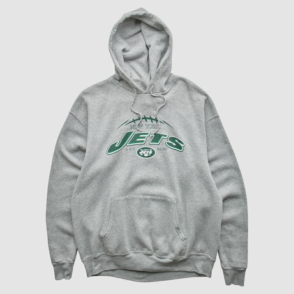 New York Jets NFL 2000s Hooded Pullover Sweatshirt - Heather Gray Vintage - Fanatics