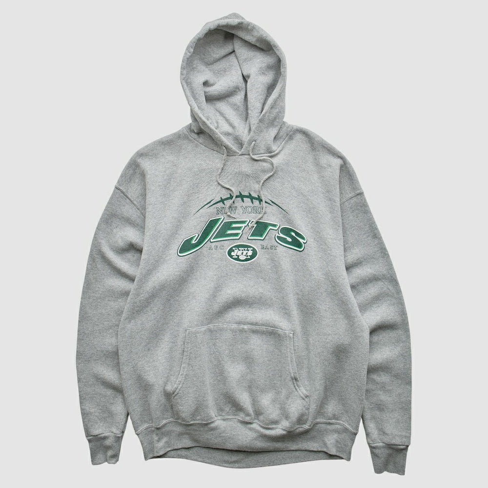 New York Jets NFL 2000s Hooded Pullover Sweatshirt - Heather Gray Vintage - Fanatics