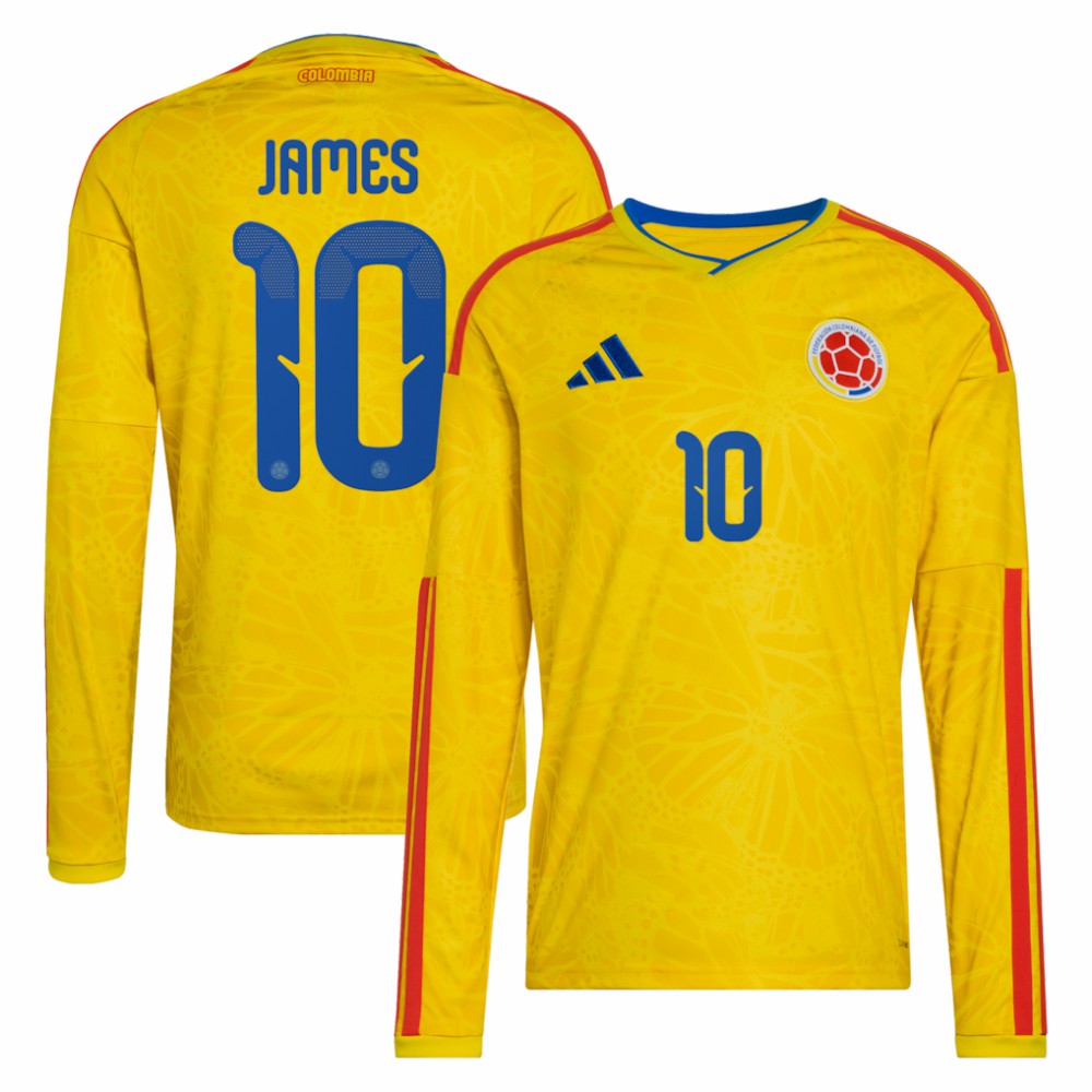 Adidas - James Rodriguez Colombia National Team 2026 Home Replica Long Sleeve Jersey - Yellow